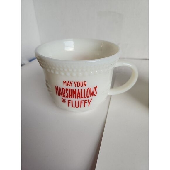 Hallmark 2 Hot Cocoa Mugs White Wide Mouth Marshmallow - Picture 2 of 7